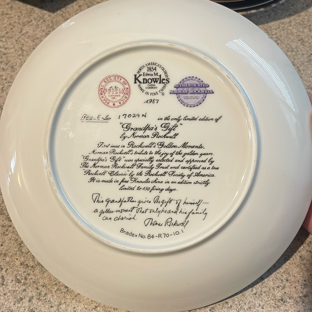 Normal Rockwells “ Grandpas Gift” collectors plate.